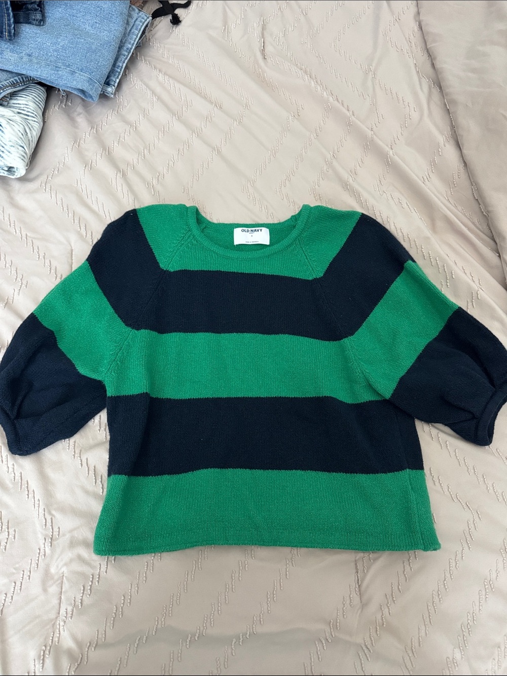 Old Navy Green & Blue Striped Women's Sweater